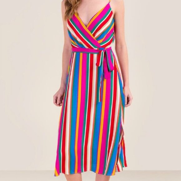 Blue Rain Multicolor Tie Dress | Size Large | Fun Summer Dress - Picture 1 of 2